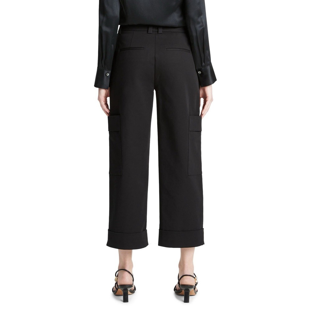 VINCE Women's Cotton Stretch Cropped Utility Pant Wide Leg Black Minimalist 12 - Picture 2 of 10